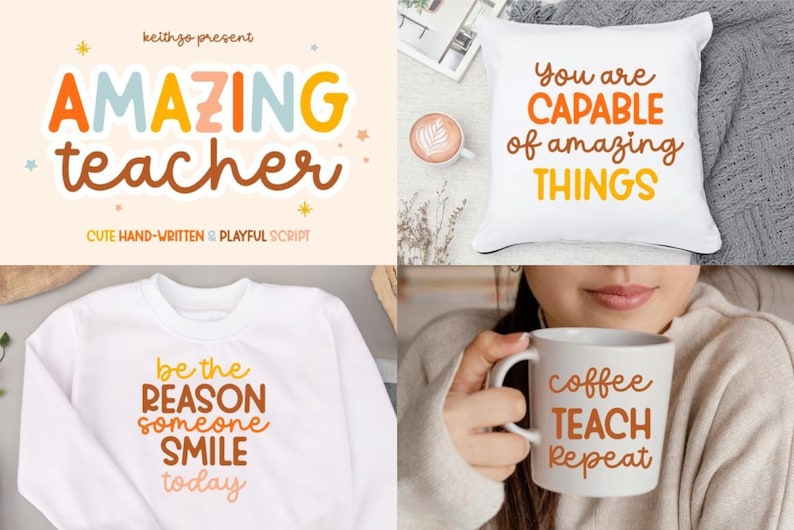 Cute Handwriting Font Bundle, 40 Playful OTF Fonts for Cricut, Canva, Procreate, Kids Crafts & Commercial Use image 7