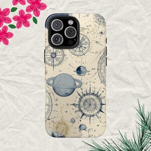Accesorios con diseño de mapa celestial vintage de planetas y estrellas, regalo, bonito protector para teléfono, iPhone 16, 15, 14, 13, 12, 11 X, Samsung S24, S23, S22 y S21