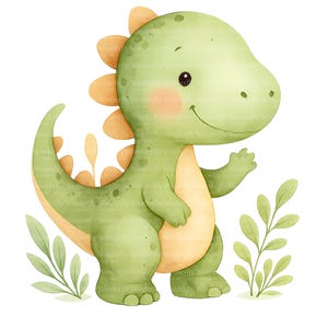 10 Cartoon Dinosaur Clipart, Baby Dinosaur, Printable Watercolor Clipart, High Quality PNGs, Digital Download, Paper Craft, Junk Journal