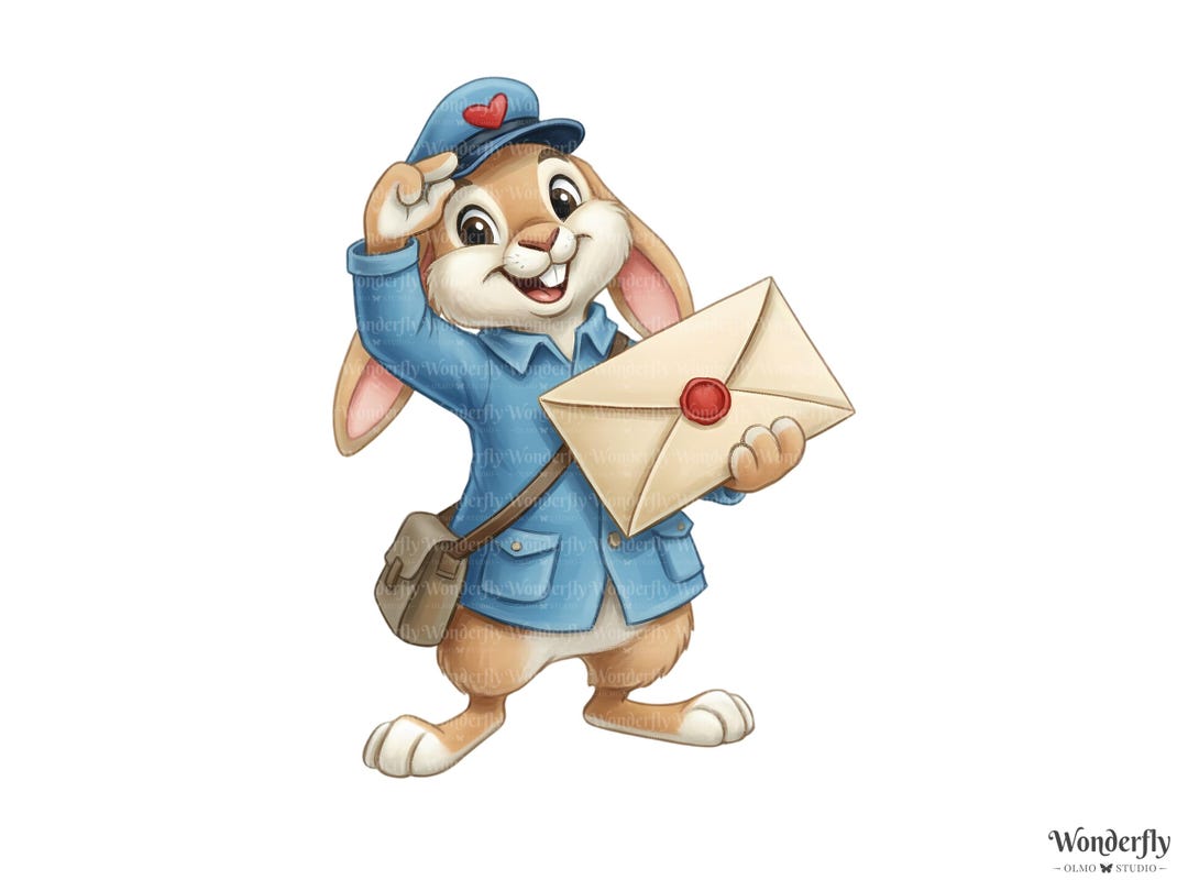 11 Cartoon Postman Rabbit Clipart: Mail Pngs (digital Download) - Etsy