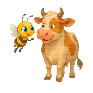 Cartoon Bee and Friends Clipart Set: Kids Crafts Pngs (digital Download ...