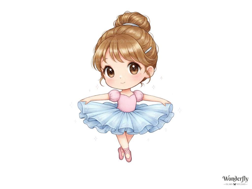 10 Little Ballerina Girls Clipart: Chibi Pngs (digital Download) - Etsy