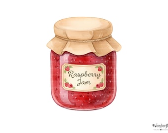 10 starych akwarelowych słoików na dżem, clipart: ilustracje w formacie PNG (pobieranie cyfrowe)