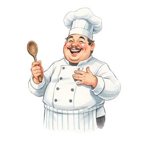 16 tecknade kock-clipart: Matlagning i PNG-format (digital nedladdning)