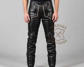 Handmade Men’s Genuine Leather Pants | Custom Medieval Black Leather Trousers | Tailored Renaissance Costume | Personalized Steampunk Pant