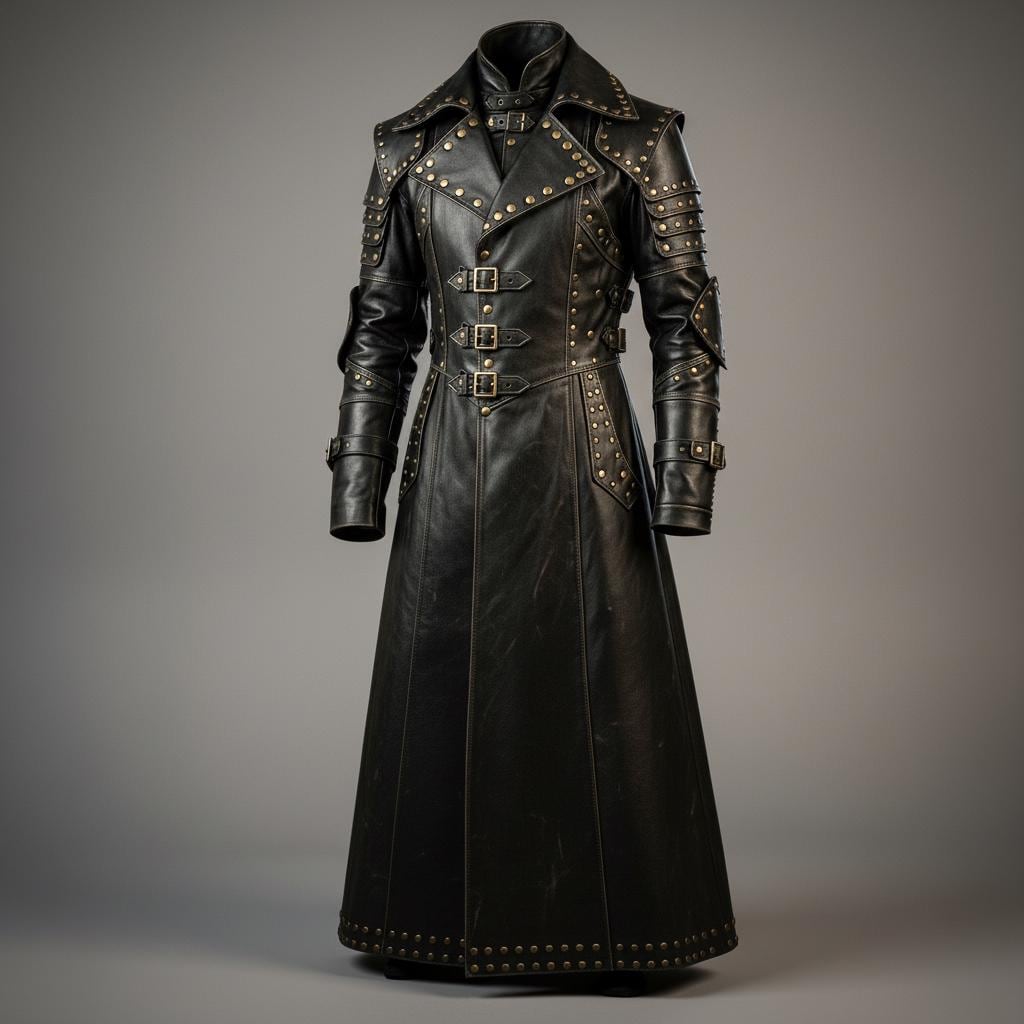 Leather Long Jacket With Studs - Etsy