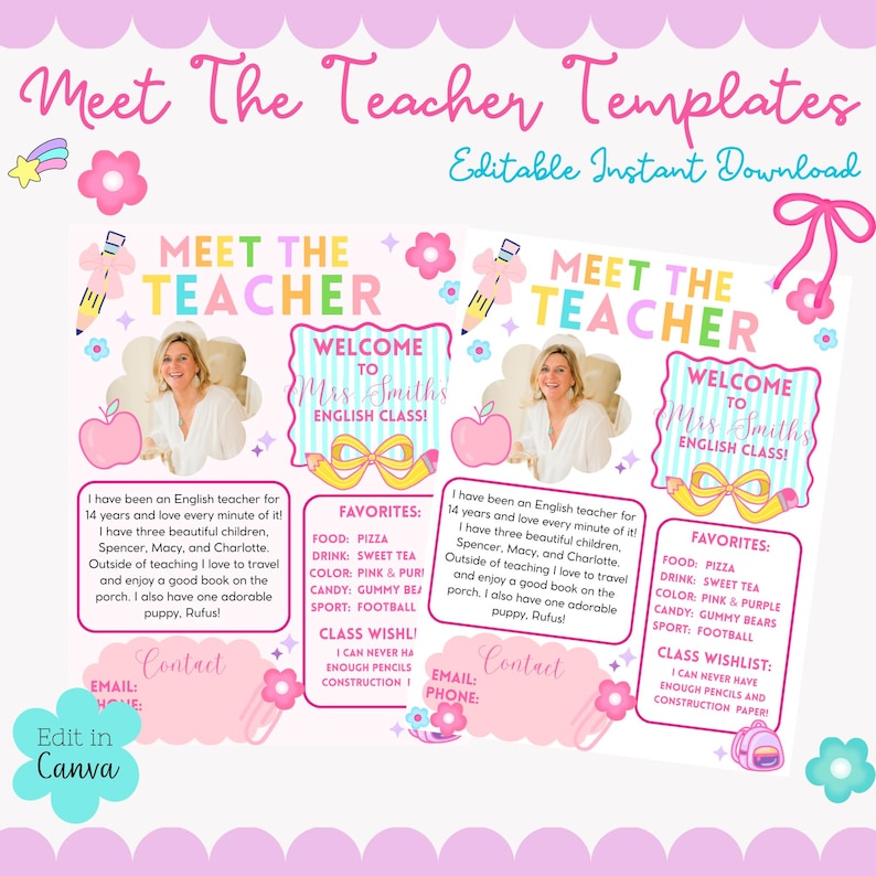 Meet the Teacher Editable Template: Back to School Teacher Intro - Etsy