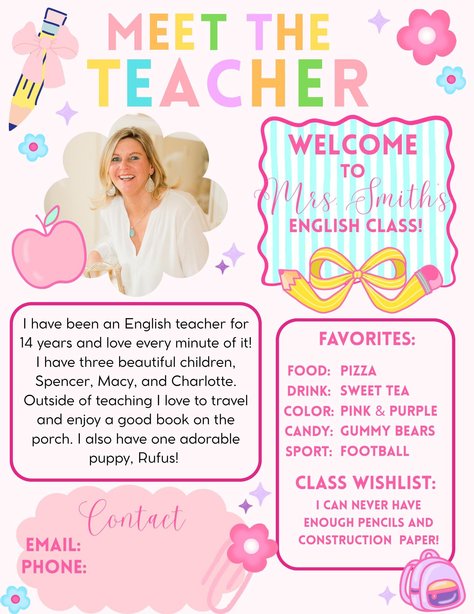 Meet the Teacher Editable Template- Back to School- Meet the Teacher ...