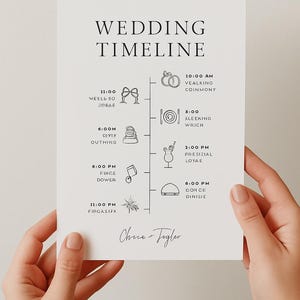 Editable Wedding Day Timeline Details | Timeline Card |  Wedding Day Timeline | Instant Download