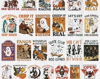 Ultimate Halloween png Bundle, Horror Vintage Halloween Characters Art, Spooky Halloween T-Shirt Design Sublimation, Retro Halloween PNG