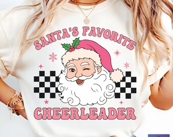 Santa's favorite cheerleader Christmas shirt SVG, Favorite Cheerleader png, cheer leader Xmas clipart, Funny Holiday Santa Claus png