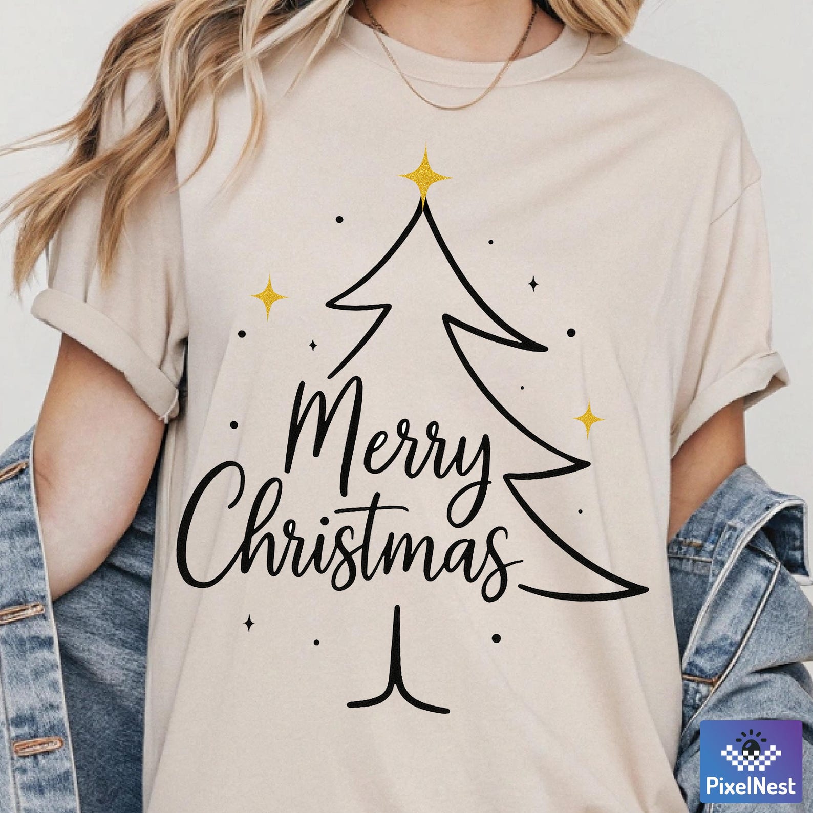 Merry Christmas Tree Gradient Color Print Graphic Sweatshirt main image 1