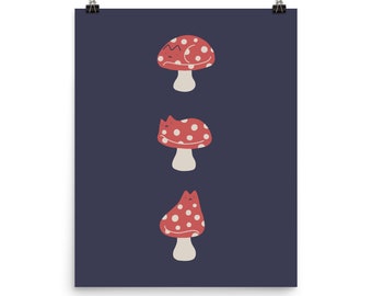 Cat and Plant 48: Cat Mushroom - Art print