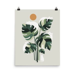Gato y Planta 11 - Impresión de arte