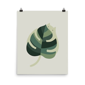 Câlin de chat Monstera - Impression d'art