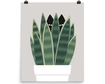 Cat and Plant 22: Sneak Plant - Art print
