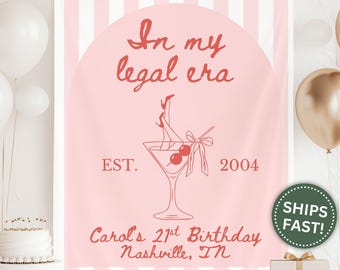 21st Birthday Party Banner, Customized 21st Birthday Party Decorations for Milestone Adult Birthday Banner for 21st Birthday Party (PPE0165)