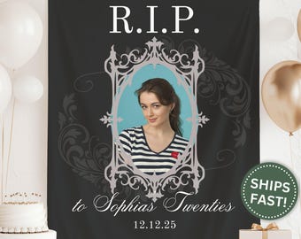 Death to My 20s Birthday Banner, Custom 30th Birthday Banner Personalized Thirty Birthday Tapestry for 30 Year Old Birthday Party (PPE0021)