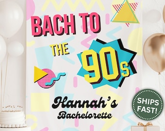 Bach to the 90s Bach Banner, Custom Bachelorette Party Backdrop Decor Bach to the 90s Theme for Bride to Be Bach to the 90s Banner (PPE0116)