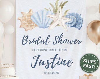 Beach Bridal Shower Banner, Custom Bridal Shower Tapestry Decor Beach Party Bridal Shower Banner Bride to Be Beach Bridal Shower (PPE0141)