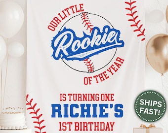 6x6ft Baseball Birthday Backdrop - Rookie Of The Year Turning One Circle Background For Photo Booth