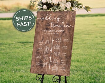Wedding Timeline Sign Custom Wedding Ceremony Sign Personalized Wedding Order of Events Signage Rustic Wedding Timeline Wood Sign