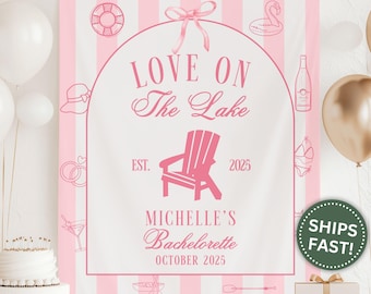 Love on the Lake Bachelorette Banner, Custom Love on the Lake Tapestry for Bachelorette Party Decor Custom Lake Bach Party Sign (PPE0037)