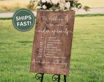 Wedding Timeline Sign Custom Wedding Ceremony Sign Personalized Wedding Order of Events Signage Rustic Wedding Timeline Wood Sign
