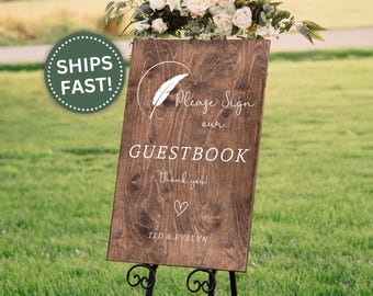 Sign our Guestbook Sign, Wedding Guestbook Table Sign Custom Wood Guestbook Sign Decor for Reception or Wedding Ceremony Sign our Guestbook