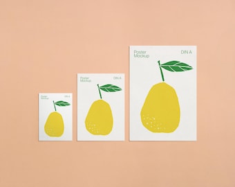 Unframed Multi Poster Mockup with Editable Background Color: A6, A5, A4 Page Mockup for Printables, Planners, and Wall Art. PSD Download.
