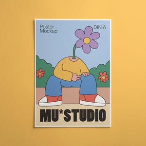 Mockup di poster verticale senza cornice con colore di sfondo modificabile: semplice mockup di pagina A4 per stampabili, agende e decorazioni murali. Scarica PSD.