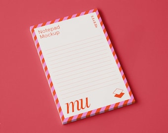 Notepad Mockup: 5.5 x 8.5 inch vertical planner mockup, Editable Background Color, PSD Template (Digital Download)