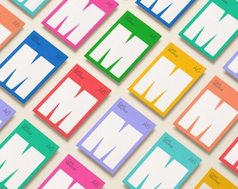 Multiple Card Mockup A6: Nine Unique Smart Objects, Flat-lay Greeting Card Set, Customizable Background Color, Paper Texture