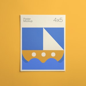 4x5 Vertical Poster Mockup Unframed: Editable Background Color, Simple Portrait Page Mockup for Printables, Planners, and Wall Art, PSD