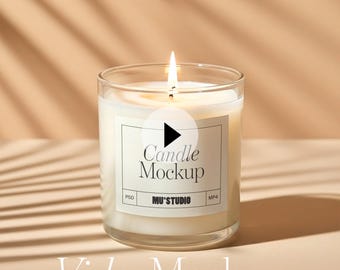 Candle Video Mockup: Clear Glass Jar, Animated PSD Photoshop Template (Digital Download)