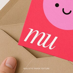 Vertical 5x7 Greeting Card Mockup with hands: Kraft Envelope, Editable Background Color, A6 Postcard PSD Template, Digital Download image 2