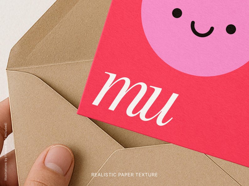 Vertical 5x7 Greeting Card Mockup with hands: Kraft Envelope, Editable Background Color, A6 Postcard PSD Template, Digital Download image 2
