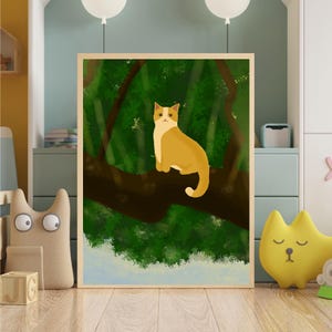 Ginger cat digital wall art cat lovers gift nursery decor orange cat print cute cat wall art kid&#39;s room decor printable digital download