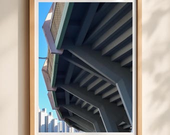 Busan Brutalist Architecture Wall Art, South Korea Travel Poster