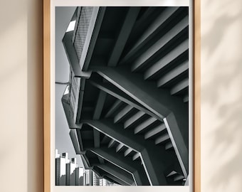 Busan Brutalist Architecture Print, Black and White South Korea Wall Art