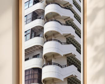 Okinawa Spiral Staircase Print, Japanese Architecture Photography