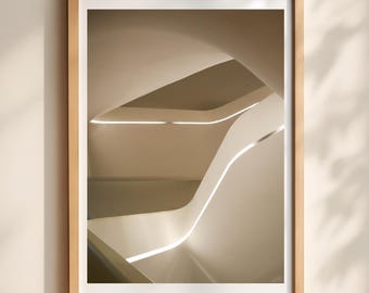 Minimalist Staircase Architecture Print, Contemporary Interior Photography, Modern Wall Decor
