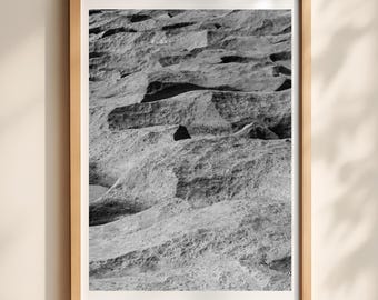 Black and White Rock Wall Art,  Stone Texture Print