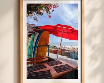 Muurdecoratie met kustcafé-thema, strandfotoprint