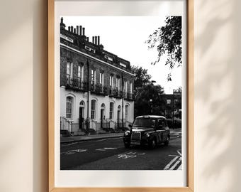 London Black Taxi Wall Art, Black and White Street Photography