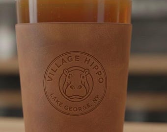 Handcrafted Leather Pint Glass Sleeve – Personalizable with Two Initials
