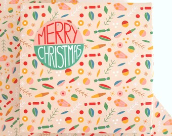 Recyclable Christmas Wrapping Paper and Pop Out Tags Abstract Geometric Pattern, Made in the UK