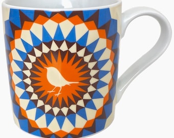 Robin Design Porcelain Mug: Bright Stem Coffee Cup, Vegan Friendly