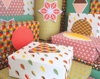 Bright Stem Recyclable Geometric Gift Wrap Sheets & Tags (6) – Bauhaus Style Designs