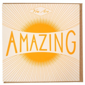 Tarjeta de felicitación y sobre de Bright Stem "Eres increíble". Bien hecho, nuevo trabajo, graduación. Para hombres, mujeres, él y ella.
